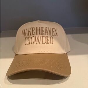 Cream and Tan Cap with Embroidered Text
